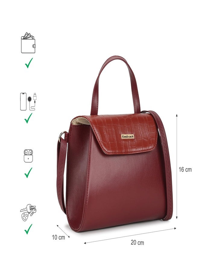 Fastrack Colorblocked Croc Textured Detail Structured Satchel Bag for Women, Girls and Ladies | Ladies Purse Handbag | Satchels for Casual Carry | Trendy Handbags for Women - Image 4